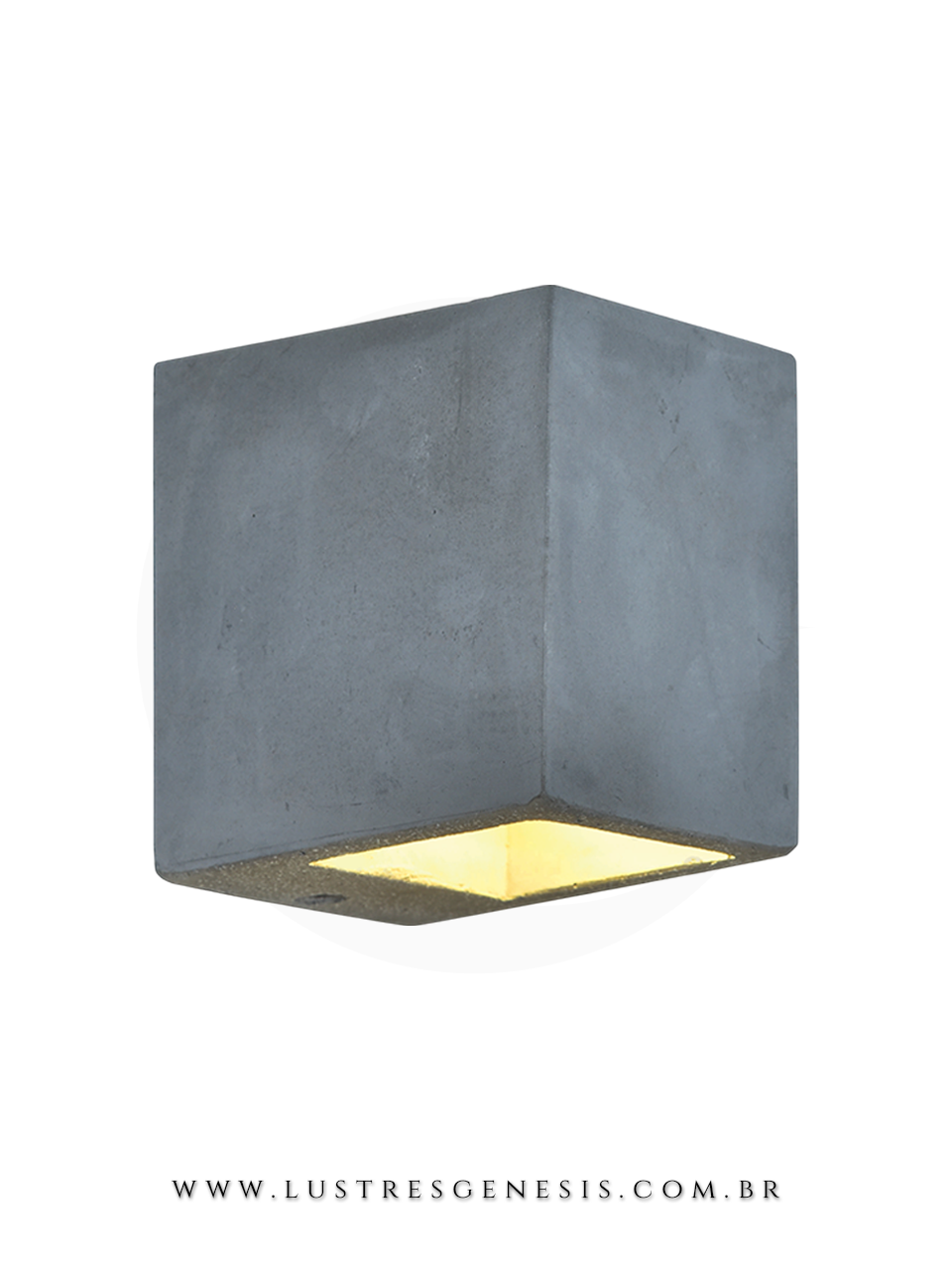 Arandela em Concreto Cinza Industrial Design Cubo DCB02671